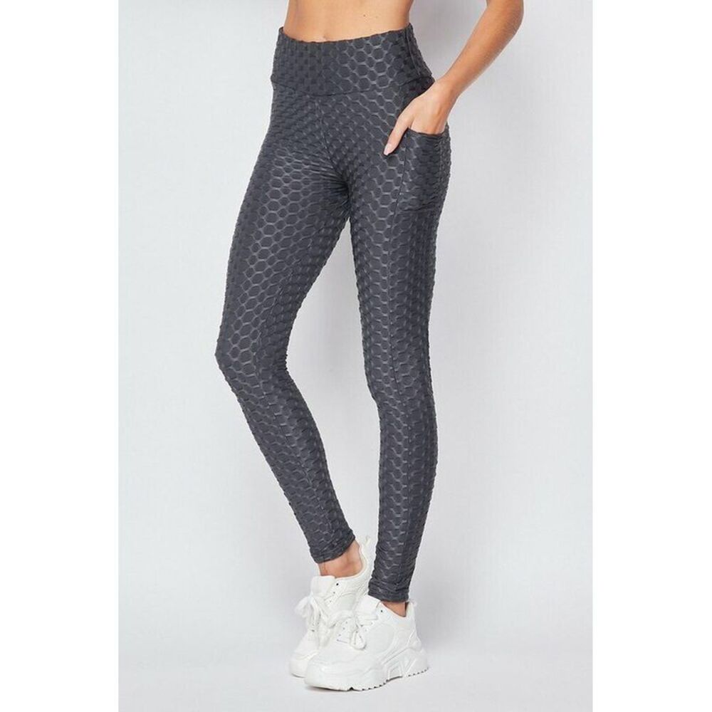 World of Leggings Scrunch Butt Textured High Waisted Plus Size Leggings with